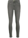 Frame High Rise Skinny Fit Jeans In Grey