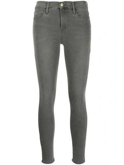 Frame High Rise Skinny Fit Jeans In Grey