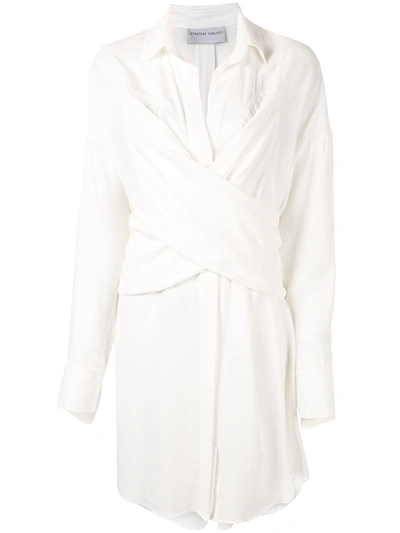 Strateas Carlucci Front-twist Shirt Dress In White