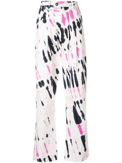 Strateas Carlucci Tie-dye Pleated Trousers In White