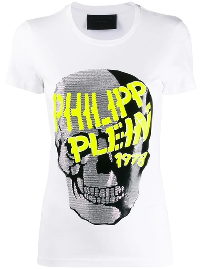 Philipp Plein Skull Embellished Short Sleeve T-shirt In White