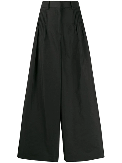 Valentino Wide Leg Cropped Trousers In Black