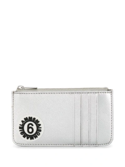 Mm6 Maison Margiela Logo Patch Zip Purse In Silver