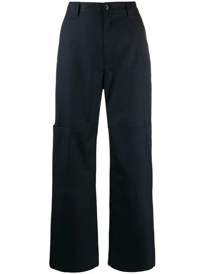 Mm6 Maison Margiela Wide-leg Cropped Trousers In Blue