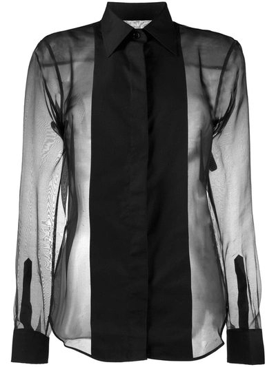 Helmut Lang Sheer Tux Shirt In Black