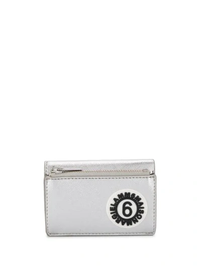 Mm6 Maison Margiela Logo Patch Folding Wallet In Silver