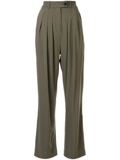 Strateas Carlucci High-waisted Pleated Trousers In Green