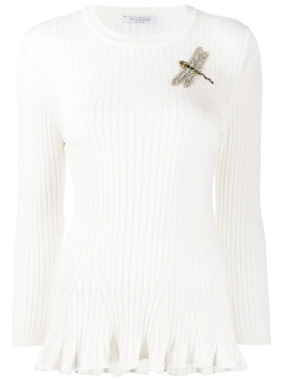 Vivetta Knitted Dragon Fly Appliqué Jumper In White