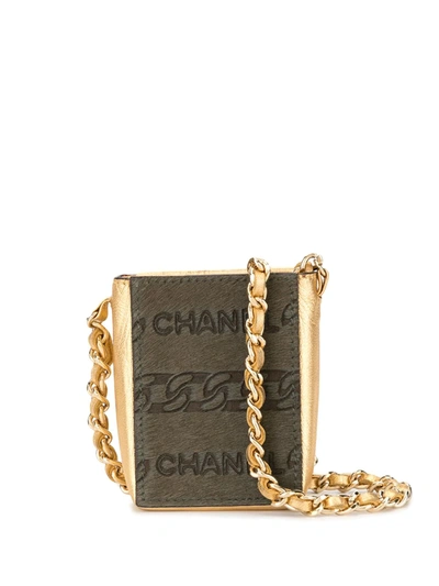 Pre-owned Chanel 2002 Chain-print Mini Bag In Gold