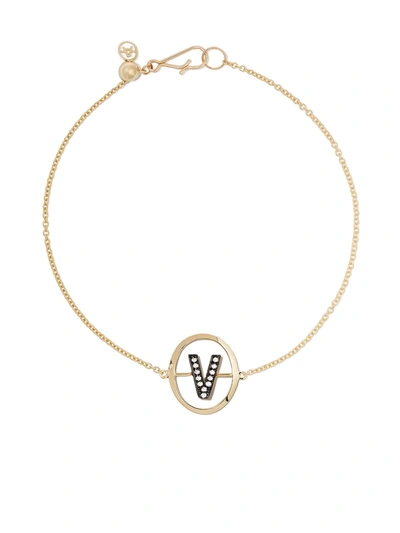 Annoushka 18kt Yellow Gold Diamond Initial V Bracelet In 18ct Yellow Gold