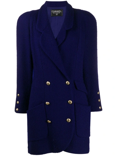Pre-owned Chanel 1980's Double Breasted Coat In Purple