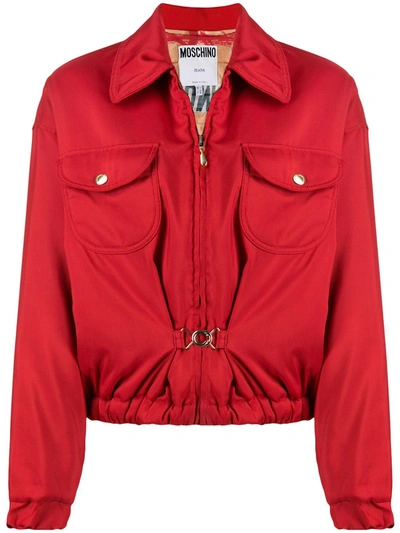 Pre-owned Moschino 1990s Buckled Gathered Jacket In Red