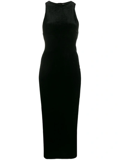 Pre-owned Helmut Lang 1990s Fitted Velvet Dress In Black