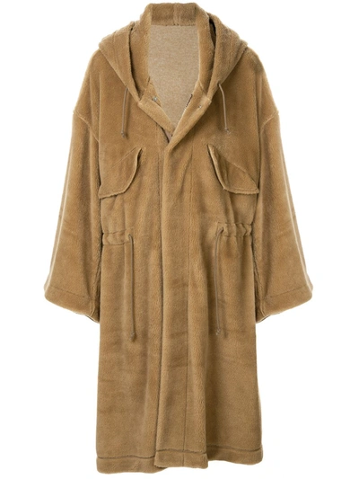 Undercover Oversized Faux Fur Coat In Brown