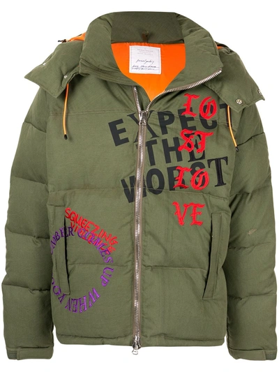 Readymade Oversized Graphic-print Puffer Jacket In Green