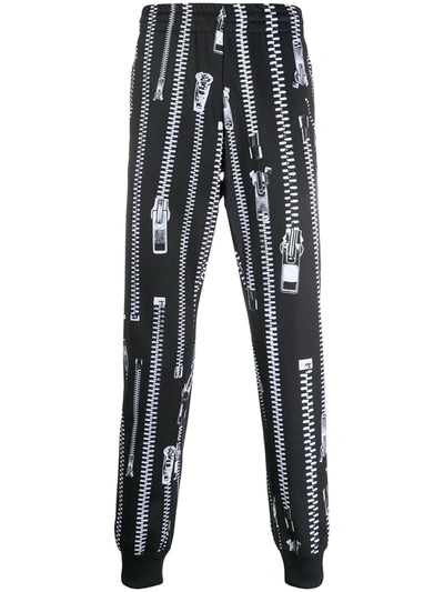 Moschino Zip-print Track Pants In Black