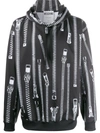 Moschino Zip-print Hoodie In Black