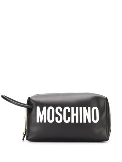 Moschino Logo Cosmetic Case In Black