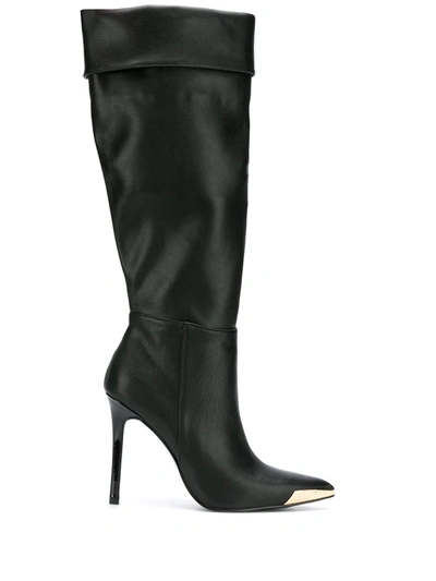 Versace Jeans Couture Pointed Knee-length Boots In Black