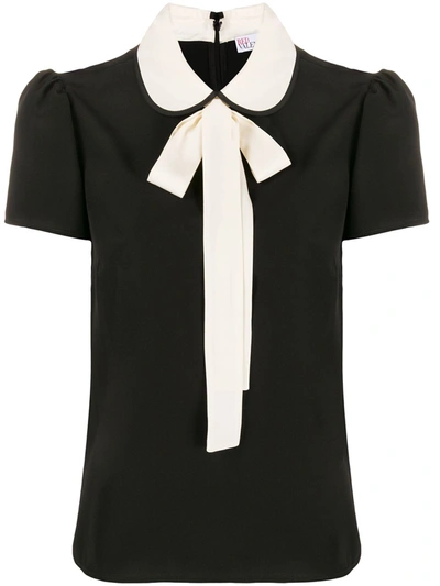 Red Valentino Pussycat Bow Short-sleeved Blouse In Black