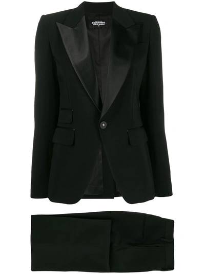 Dsquared2 Satin Lapel Evening Suit In Black