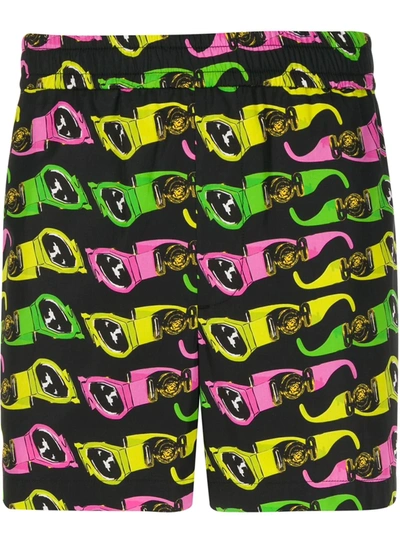 Versace Sunglasses Printed Track Shorts In Black