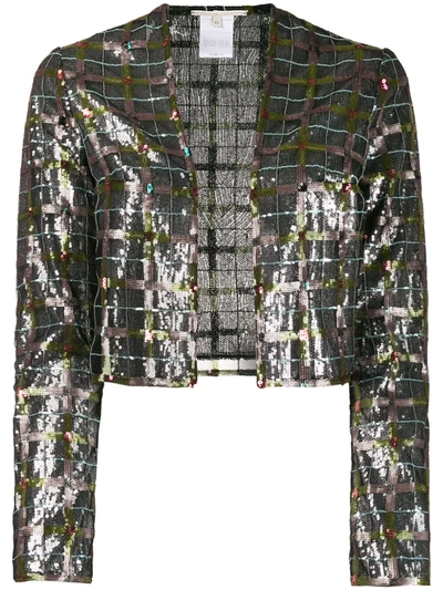 Marco De Vincenzo Embroidered Check Jacket In Silver