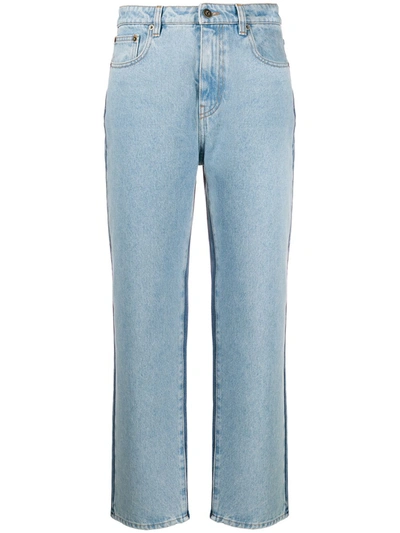 Mcq By Alexander Mcqueen Genesis Ii Two-tone High-rise Straight-leg Jeans In Light Blue