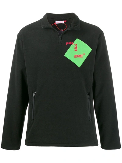 Polythene Optics Geometric Patch Half-zip Sweatshirt In Black
