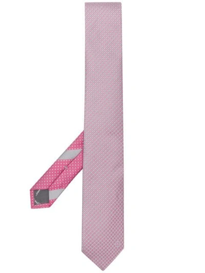 Ferragamo Dot Jacquard Tie In Pink