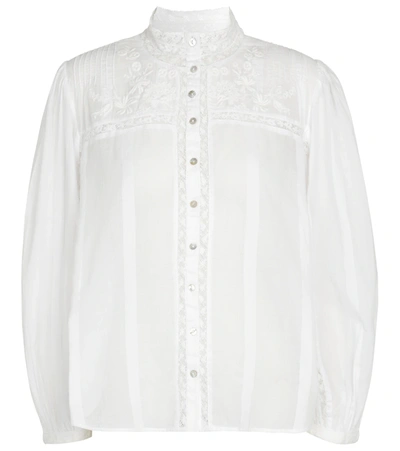 Loveshackfancy Ronda Floral-embroidery Blouse In White