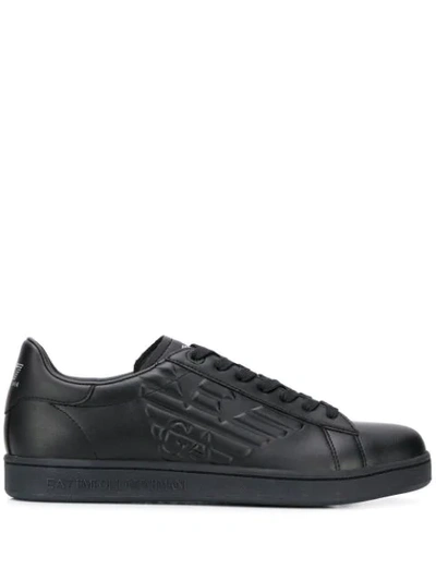 Ea7 Emporio Armani Embossed Logo Sneakers In Black