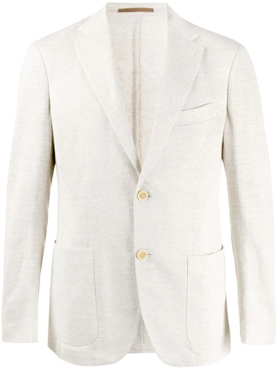 Eleventy Single-breasted Regular-fit Blazer In Neutrals