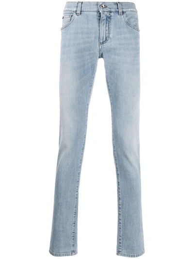 Dolce & Gabbana Stonewashed Effect Straight Jeans In Blue