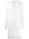 Fendi Ff Motif V-neck Dress In White