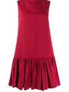 Valentino Peplum Hem Short Dress In Red