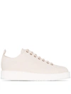 Jil Sander Neutral Flatform Cotton Canvas Low Top Sneakers In Neutrals