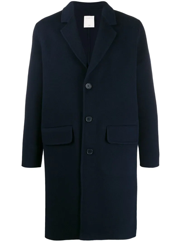 Sandro Single-breasted Fitted Coat In Blue | ModeSens