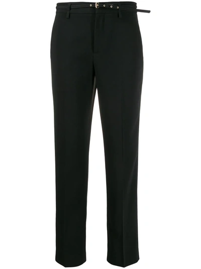Red Valentino Belted Cropped Trousers In Nero