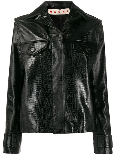 Marni Lizard-effect Jacket In Black