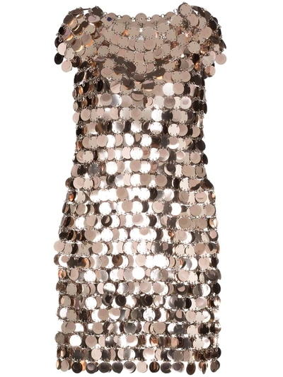 Paco Rabanne Sequin Embroidered Shift Dress In Metallic
