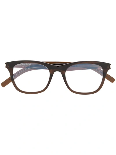 Saint Laurent Square Frame Glasses In Brown