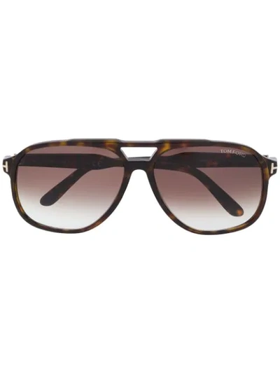 Tom Ford Aviator Frame Sunglasses In Brown