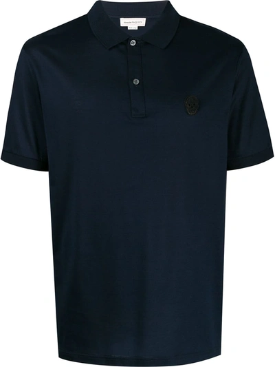 Alexander Mcqueen Short-sleeved Cotton Polo Shirt In Blue