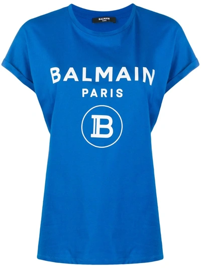 Balmain Logo-printed T-shirt In Blue