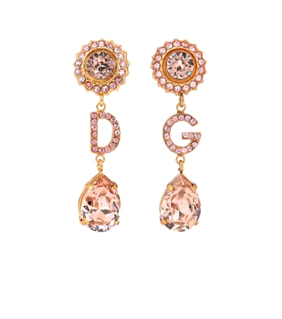 Dolce & Gabbana Crystal-embellished Initial Pendant Earrings In Gold