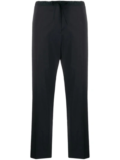 Jil Sander Cropped Drawstring Trousers In Blue