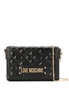 Love Moschino Quilted Logo Plaque Crossbody Bag In Black