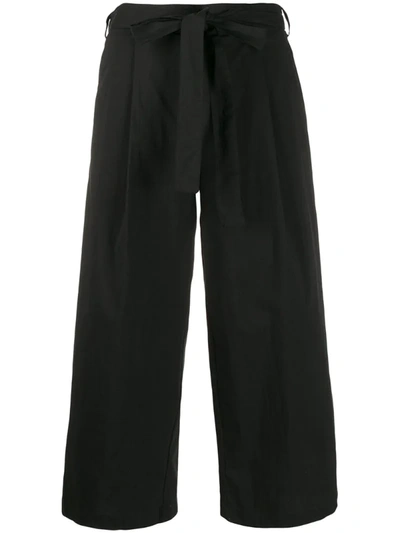 Dkny Solid Pull-on Belted Wide-leg Pants In Black