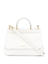 Dolce & Gabbana Sicily Soft Small Leather Bag In Bianco Ottico